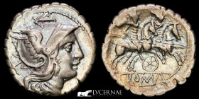Anonymous Silver Denarius 3,52 g. 19 mm. Rome 211-206 B.C. nEF
