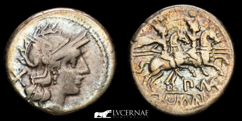 Roman Republic - Publius Maenius. Silver denarius (3,88 g., 18 mm.). Rome, 194-1...