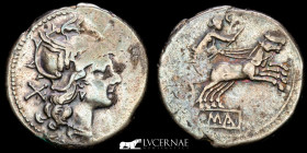 Anonymous  Silver Denarius 3.66 g. 20 mm. Rome 189-180 B.C. gVF