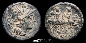 Q. MARCIUS LIBO Fouree Denarius 3,15 g, 19 mm Rome 148 B.C GVF