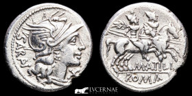 Roman Republic - M. Atilius Saranus. Silver denarius 3,90 g. 19 mm. Rome 148 B.C. Near extremely fine