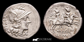 L. Sempronius Pitio Silver Denarius 3.78 g. 20 mm Rome 148 B.C. Near extremely fine