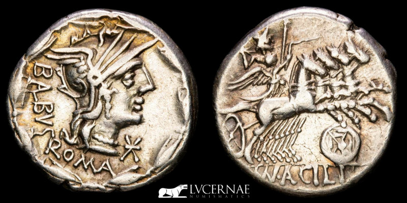 Roman Republic - Man. Acilius Balbus. 
Silver denarius (3,91 g., 18 mm.), minted...