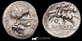 M. Sergius Silus Silver Denarius 3,97 g. 20 mm. Rome 116-115 B.C.  EF