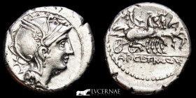 Pulcher Mancinus Urbinius Silver Denarius 3.47 g. 18 mm. Rome 111-110 BC nEF