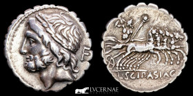 Cornelius Scipio Asiagenus Silver Denarius 3,90 g. 18.5 mm. Rome 106 BC.  nEF