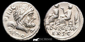 Calpurnius Piso - Servilius Caepio Silver Denarius 3,83 g., 19 mm. Rome 100 B.C Near Extremely fine