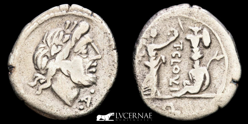 Roman Republic - T. Cloulius, silver quinarius (1,83 g., 16 mm.) minted in Rome ...
