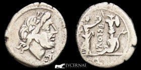 T. Cloulius Silver Quinarius 1,83 g., 16 mm. Rome 98 B.C.  GVF