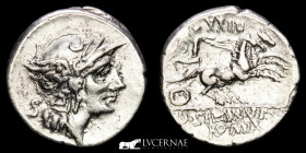D. Junius L f Silanus Silver Denarius 3.78 g. 19 mm. Rome 91 BC nEF