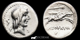 L. Calpurnius Piso Frugi Silver Denarius 3.72 g. 19 mm. Rome 90 B.C.  Good very fine (MBC+)