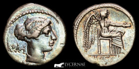 M. Porcius Cato Silver Denarius 3.83 g. 18 mm. Rome 89 B.C. nEF