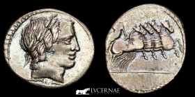 Anonymous Apollo series Silver denarius 3,60 g. 19 mm. Rome 86 B.C. Good very fine