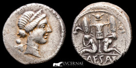 Julius Caesar Silver Denarius 3,81 g. 17 mm. Hispania 46-45 B.C. GVF