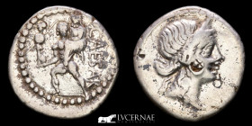 Julius Caesar Silver Denarius 3.70 g. 18 mm. Rome 47-46 B.C  Good very fine (MBC)