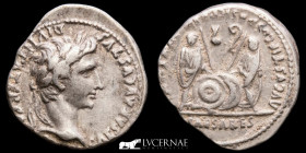 Augustus Silver Denarius 3.92 g. 20 mm. Lugdunum 2 BC.- 4 AD. gVF