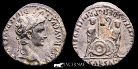 Augustus Silver Denarius 3,83 g. 19 mm. Lugdunum 2 BC.- 4 AD. gVF