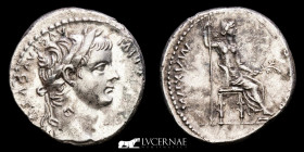 Tiberius Silver Denarius 3,74 g., 18 mm. Lugdunum 14-37 A.D.  AU (About Uncirculated)