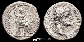 Tiberius Silver Denarius 3,23 g., 18 mm. Lugdunum 14-37 A.D. GVF
