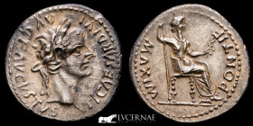 Tiberius Silver Denarius 3,58 g., 19 mm. Lugdunum 14-37 A.D. GVF