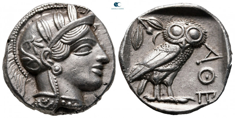 Attica. Athens circa 454-404 BC. 
Tetradrachm AR

25 mm, 17,19 g

Helmeted ...