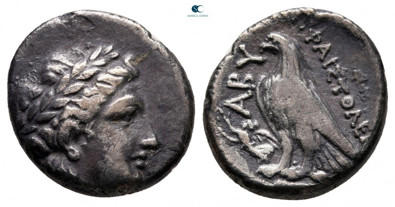 Troas. Abydos circa 400 BC. 
Drachm AR

15 mm, 2,22 g

Laureate head of Apo...