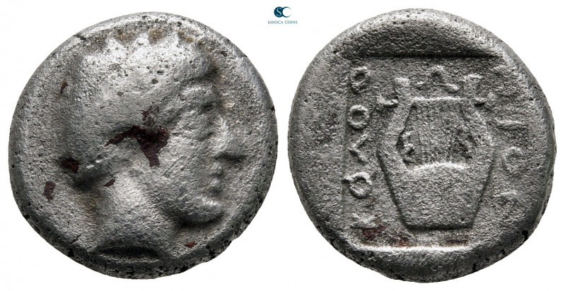 Ionia. Kolophon circa 410-400 BC. 
Drachm AR

17 mm, 4,82 g

Laureate head ...