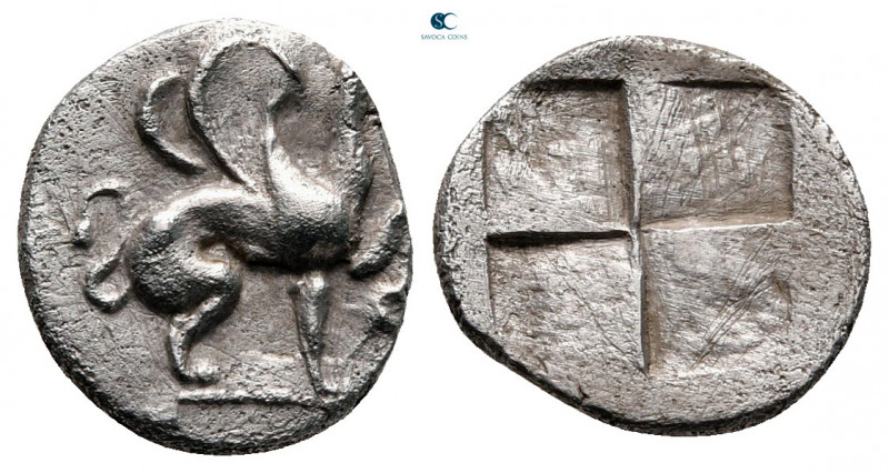 Ionia. Teos circa 544-494 BC. 
Trihemiobol AR

13 mm, 1,20 g

Griffin seate...