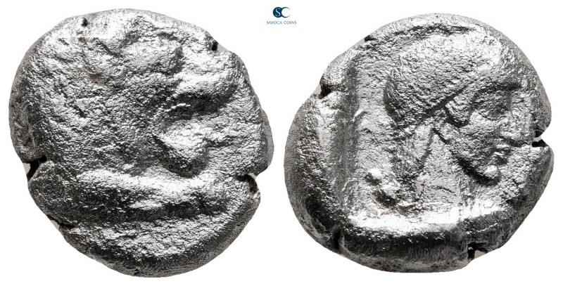 Caria. Knidos circa 465-449 BC. 
Drachm AR

17 mm, 5,71 g

Forepart of lion...