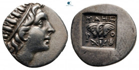 Islands off Caria. Rhodos. ΜΑΗΣ (Maes), magistrate 88-84 BC. Plinthophoric Drachm AR