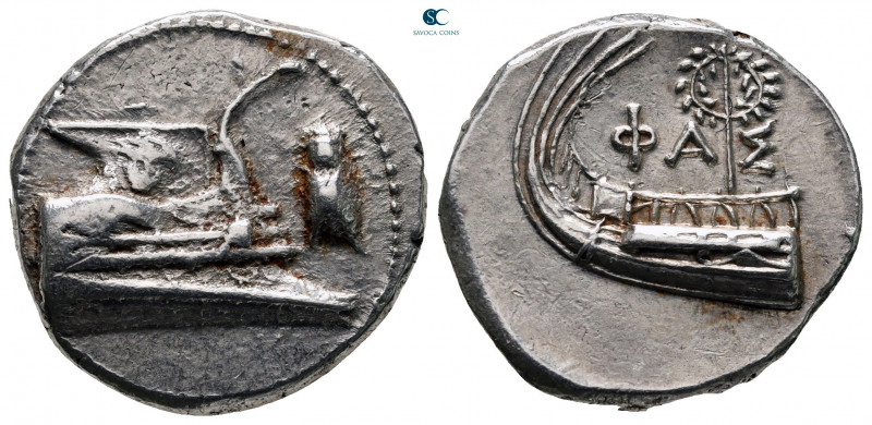 Lycia. Phaselis circa 400-300 BC. 
Stater AR

23 mm, 10,40 g

Prow of galle...