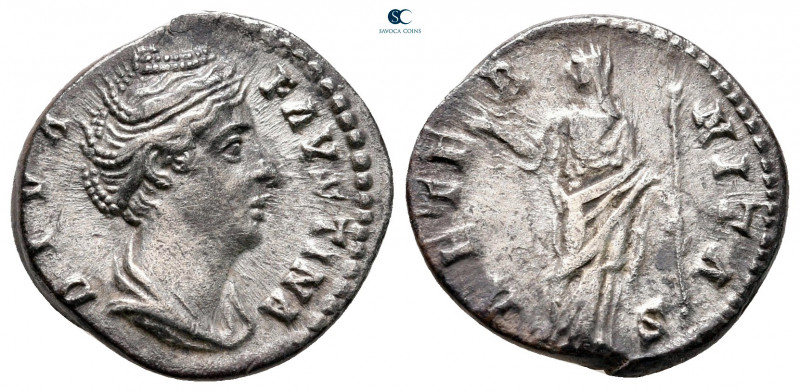 Diva Faustina I after AD 140-141. Rome
Denarius AR

18 mm, 3,34 g

DIVA FAV...