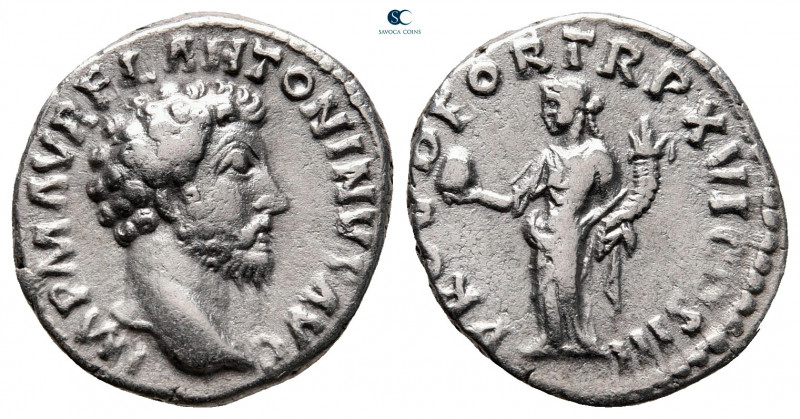 Marcus Aurelius AD 161-180. Rome
Denarius AR

18 mm, 3,20 g

IMP M AVREL AN...