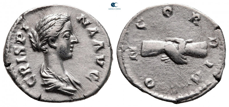 Crispina. Augusta AD 178-182. Rome
Denarius AR

19 mm, 3,50 g

CRISPINA AVG...