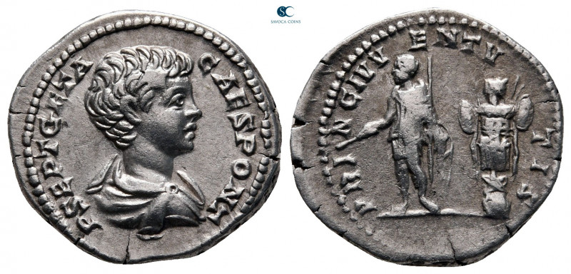 Geta, as Caesar AD 198-209. Rome
Denarius AR

20 mm, 3,15 g

P SEPT GETA CA...