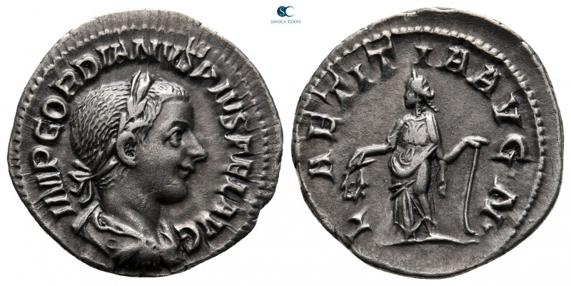 Gordian III AD 238-244. Rome
Denarius AR

20 mm, 2,73 g

IMP GORDIANVS PIVS...