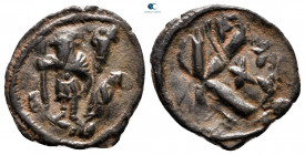 Heraclius with Heraclius Constantine AD 610-641. Constantinople. Half Follis or 20 Nummi Æ