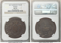 Baden. Karl Ludwig Friedrich Taler 1817 AU55 NGC, KM169. Toned to a deep stone-gray, with notable pull-away tone along the word GROSHERZOG, together w...