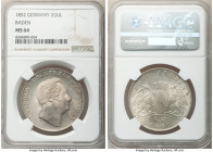 Baden. Leopold I 2 Gulden 1852 MS64 NGC, KM222. A frosty specimen clearly minted from fresh dies, with fine surface flow lines visible throughout. 

H...