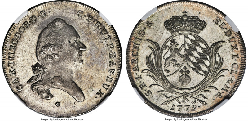 Bavaria. Karl Theodor 1/2 Taler 1779 MS63 NGC, Munich mint, KM257. A few adjustm...