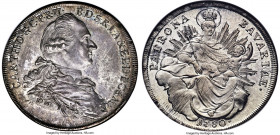 Bavaria. Karl Theodor Taler 1780-HST MS63 NGC, Munich mint, KM563.1, Dav-1964. Seldom offered in a Mint State quality, this broad offering features th...