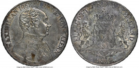 Bavaria. Maximilian I Joseph "Large Bust" Taler 1822 AU55 NGC, Munich mint, KM706.1. Brilliant with cartwheel mint luster and just a touch of peach to...