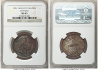 Bavaria. Maximilian II Gulden 1851 MS65 NGC, Munich mint, KM826. An outstanding representative of the type with flashy turquoise and russet coloration...