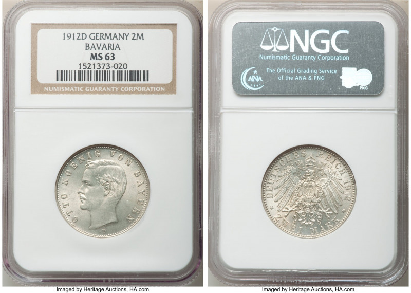 Bavaria. Otto 2 Mark 1912-D MS63 NGC, Munich mint, KM913. A slightly better date...