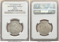 Brandenburg-Ansbach. Alexander 20 Kreuzer 1779 AU55 NGC, Schwabach mint, KM312. Lightly rubbed to the highpoints with residual surface luster. 

HID09...