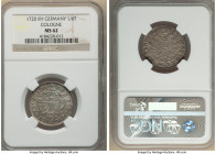 Cologne. Free City 1/6 Taler 1720-IIH MS62 NGC, KM411. Nicely struck, with argent-gray patina over fully lustrous surfaces. No significant flaws are n...