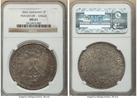 Frankfurt. Free City 2 Taler (3-1/2 Gulden) 1843 MS61 NGC, KM329, Dav-641, Thun-131. A handsome presentation of this iconic type, overlaid in a silty ...