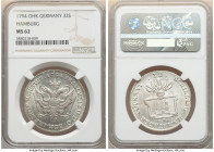 Hamburg. Free City 32 Schilling 1794-OHK MS62 NGC, KM509. A bit weakly struck in the centers, yet a bright white coin with appealing original luster. ...