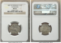 Hannover. George IV of England 1/12 Taler 1822-LB MS62 NGC, KM139. Well-struck, proving crisp and lustrous peripheries. 

HID09801242017

© 2022 Herit...