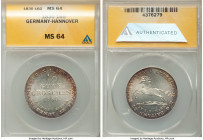 Hannover. George IV of England 16 Gute Groschen 1830 MS64 ANACS, KM138. Scintillating brilliant near-gem surfaces with an amber peripheral tone. 

HID...